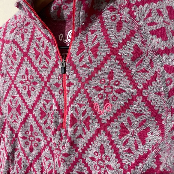 Woolona Venus Wool Long Sleeve Shirt Top Geometric Pattern Medium Merino Wool - Picture 4 of 7